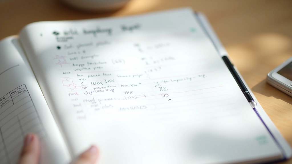 Detailed close-up of habit tracking sheet with notes and observations about daily triggers