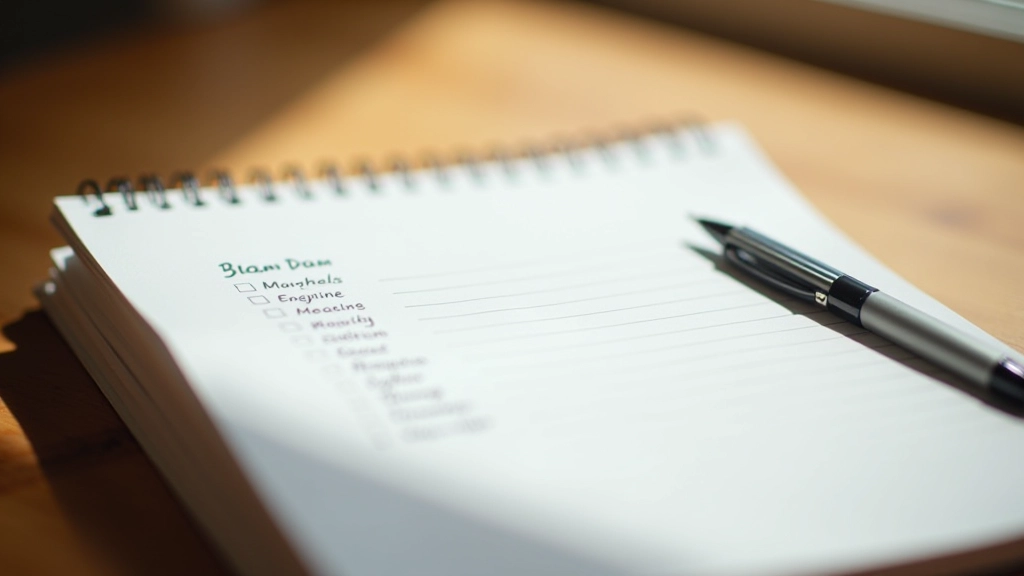 Notebook with daily schedule and morning routine checklist written with pen